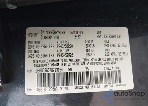 2007 Dodge Nitro Slt/Rt z USA, uszkodzony, nr VIN 1D8GU58657W713154